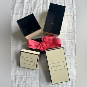 Two Jo Malone London Empty Gift Boxes with Pink Ribbon — Elegant Reusable Set